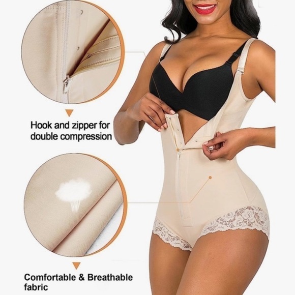 SHAPERX NWT Tummy Control Girdle Compression Bodysuit Lace Shorts - Picture 4 of 16